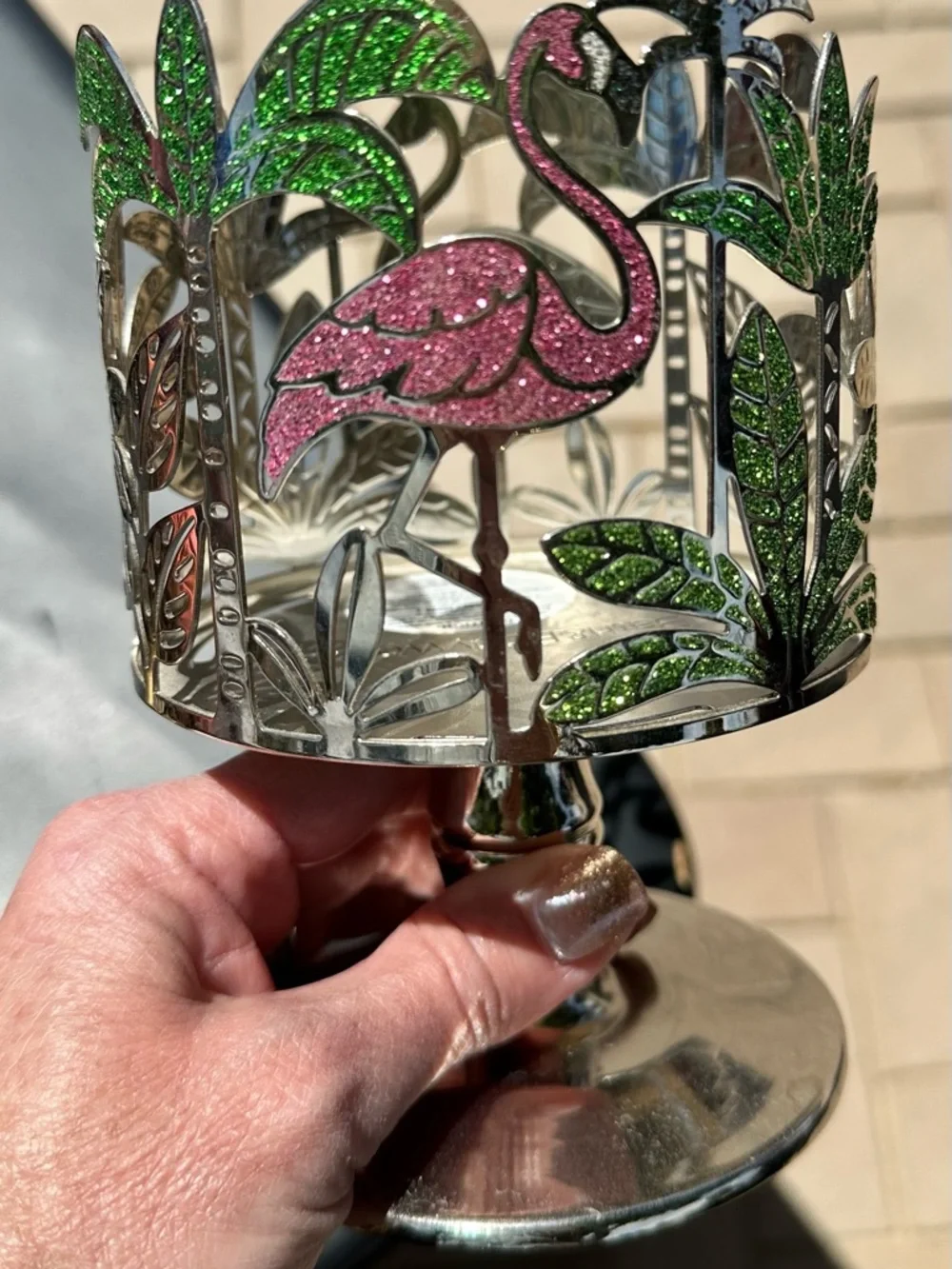 Bath & Body Works Pink Flamingo & Green Tropical Metal Candle Holder - Picture 5 of 5